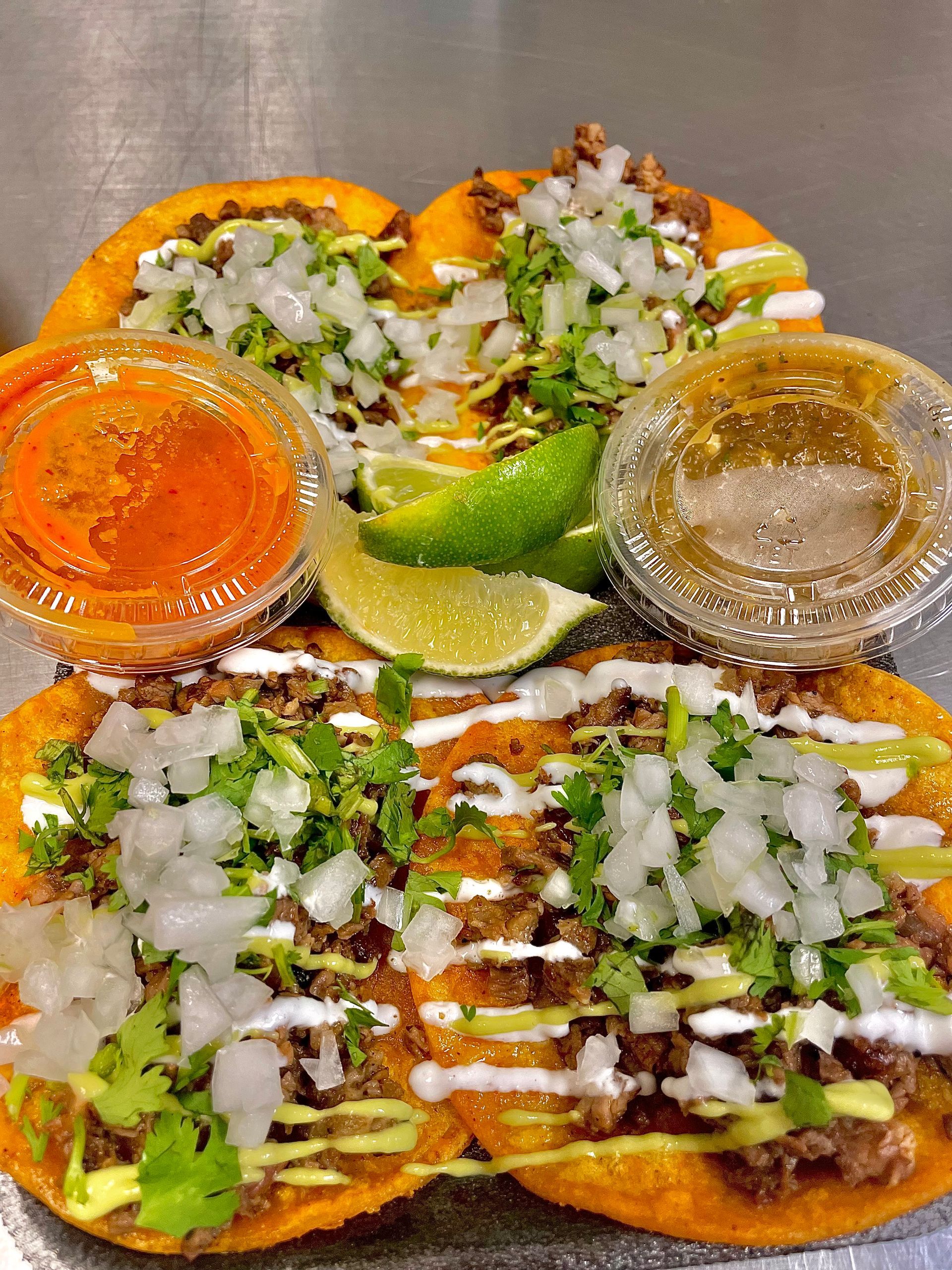 Street tacos plated for Phoenix catering and chef-led dining experience at behind hospitality