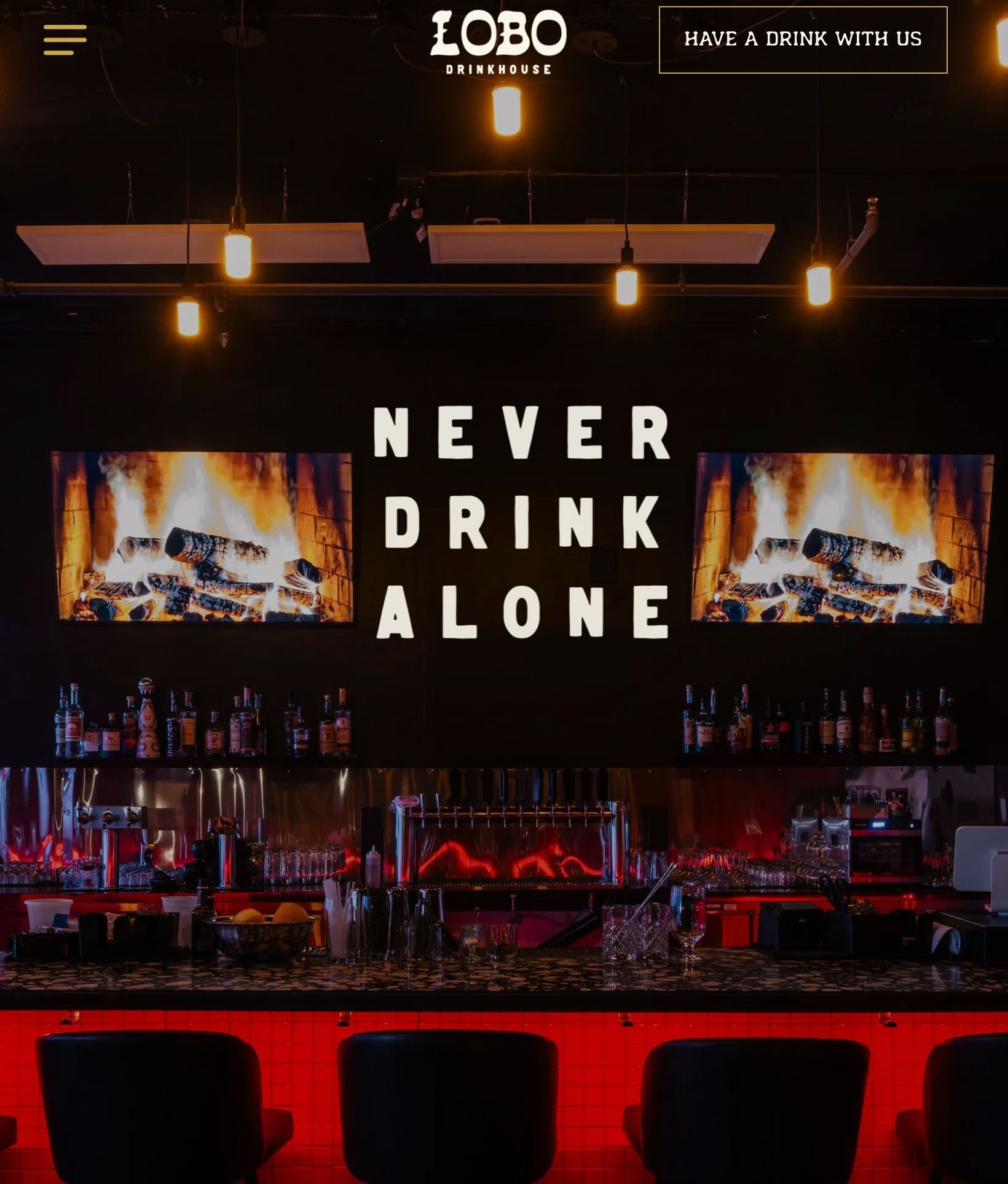 Lobo Drinkhouse nightlife and cocktail branding website design
