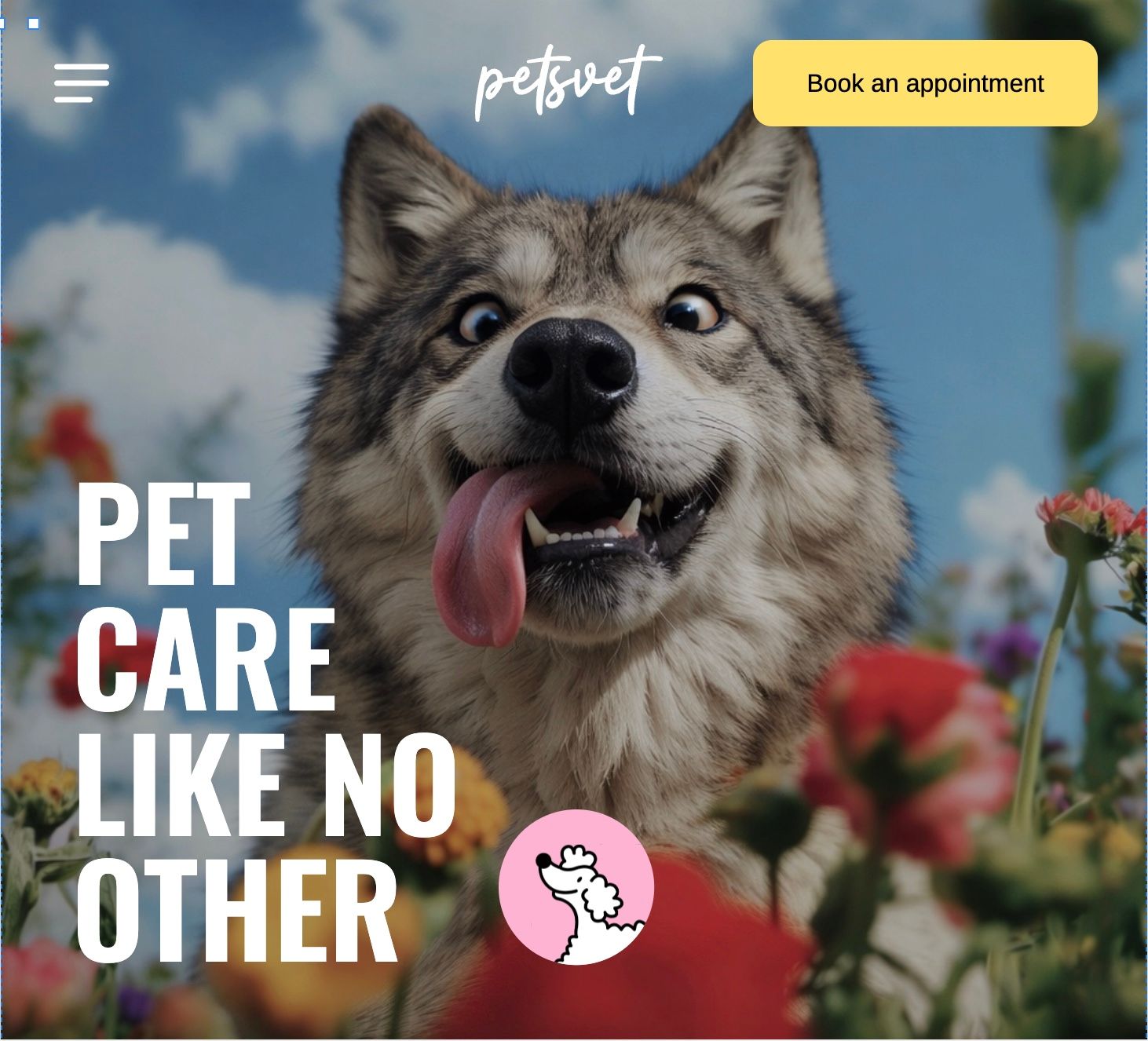 Custom pet care and veterinary website design concept