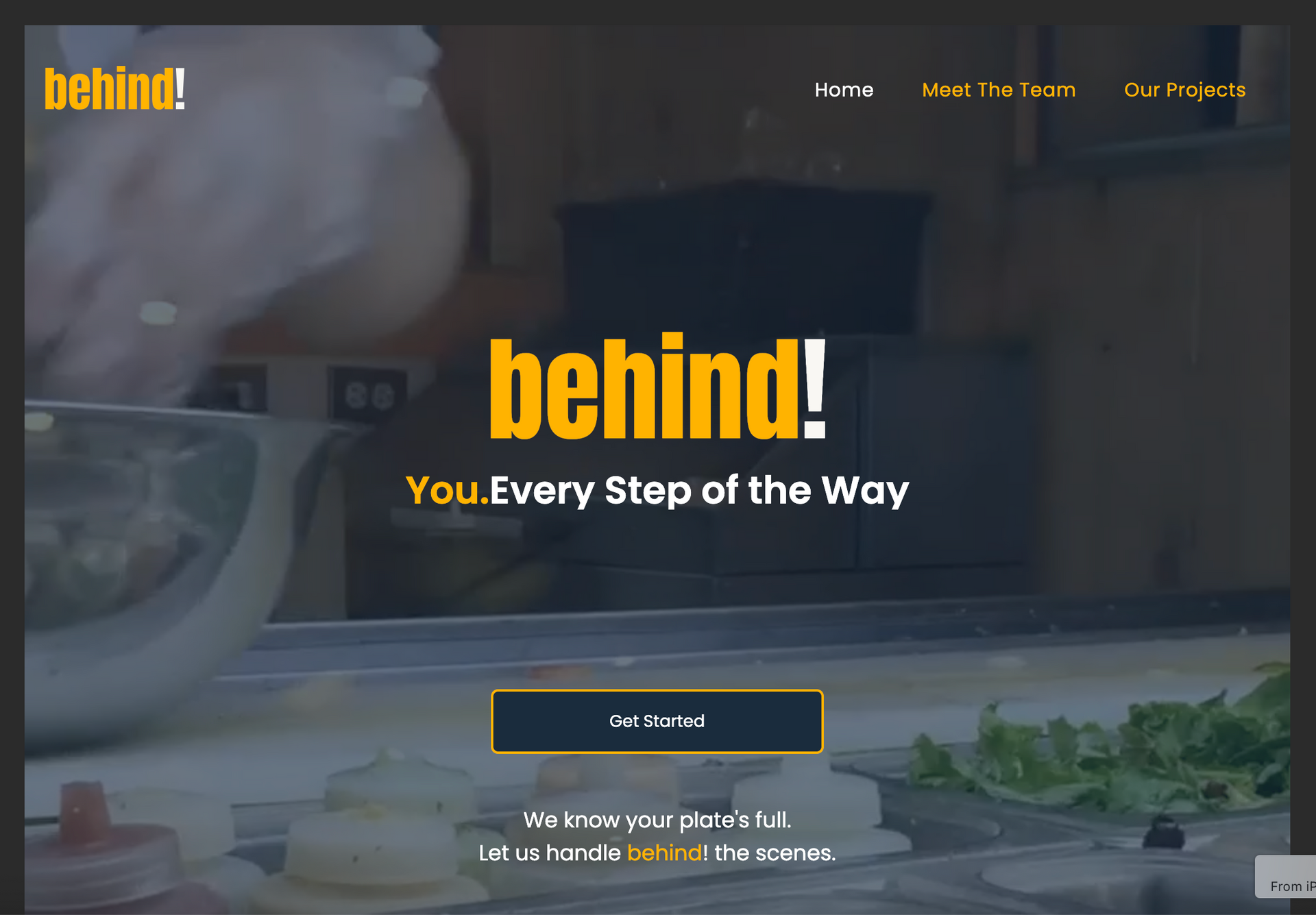 Behind! Hospitality Main Landing Page