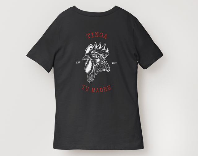 Black T-shirt with a giraffe graphic and red “SINGLE” text on the front