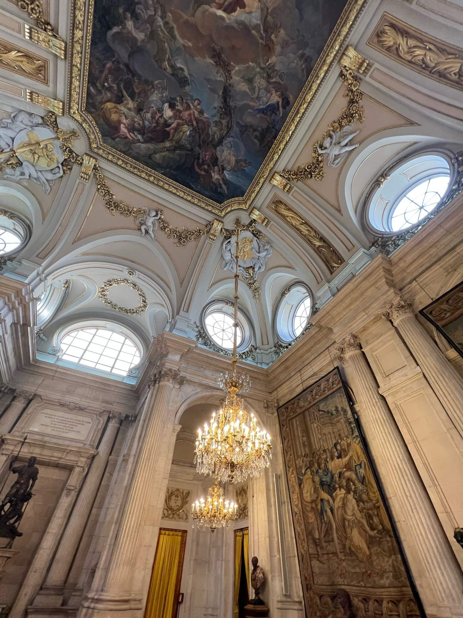 inside view of the ceiling in a museum, Madrid Spain