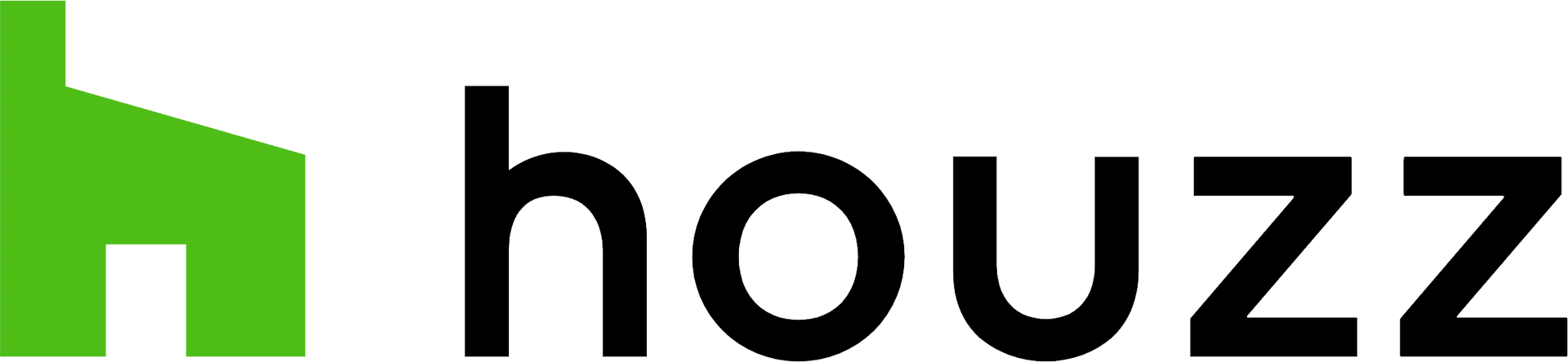 The houzz logo is green and black on a white background.