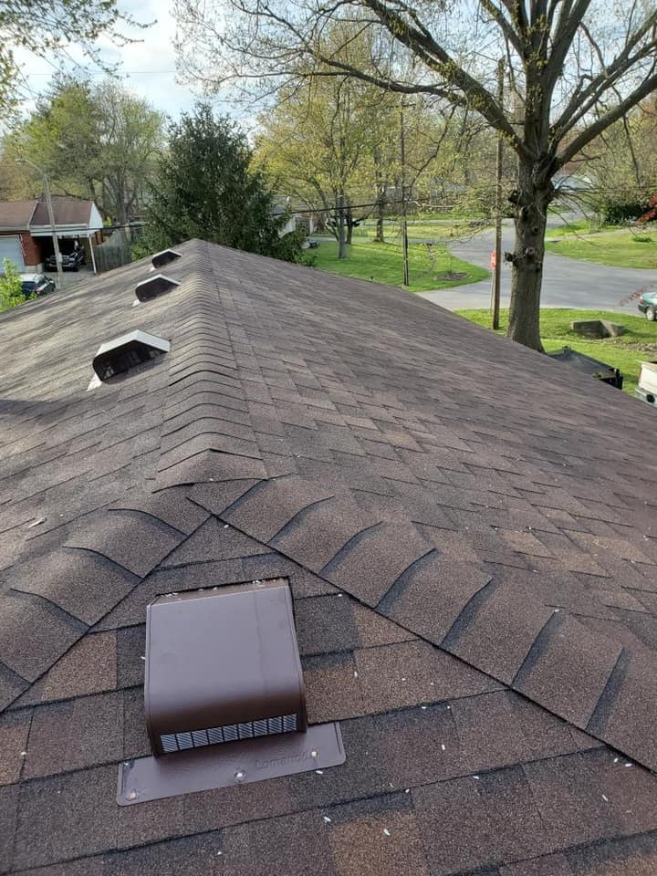 inspecting roof brown