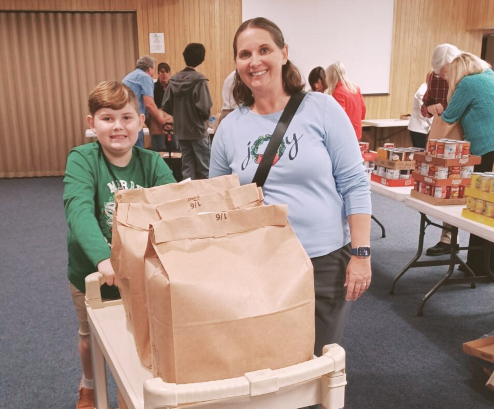 Families Pack Food Bags for the Holidays