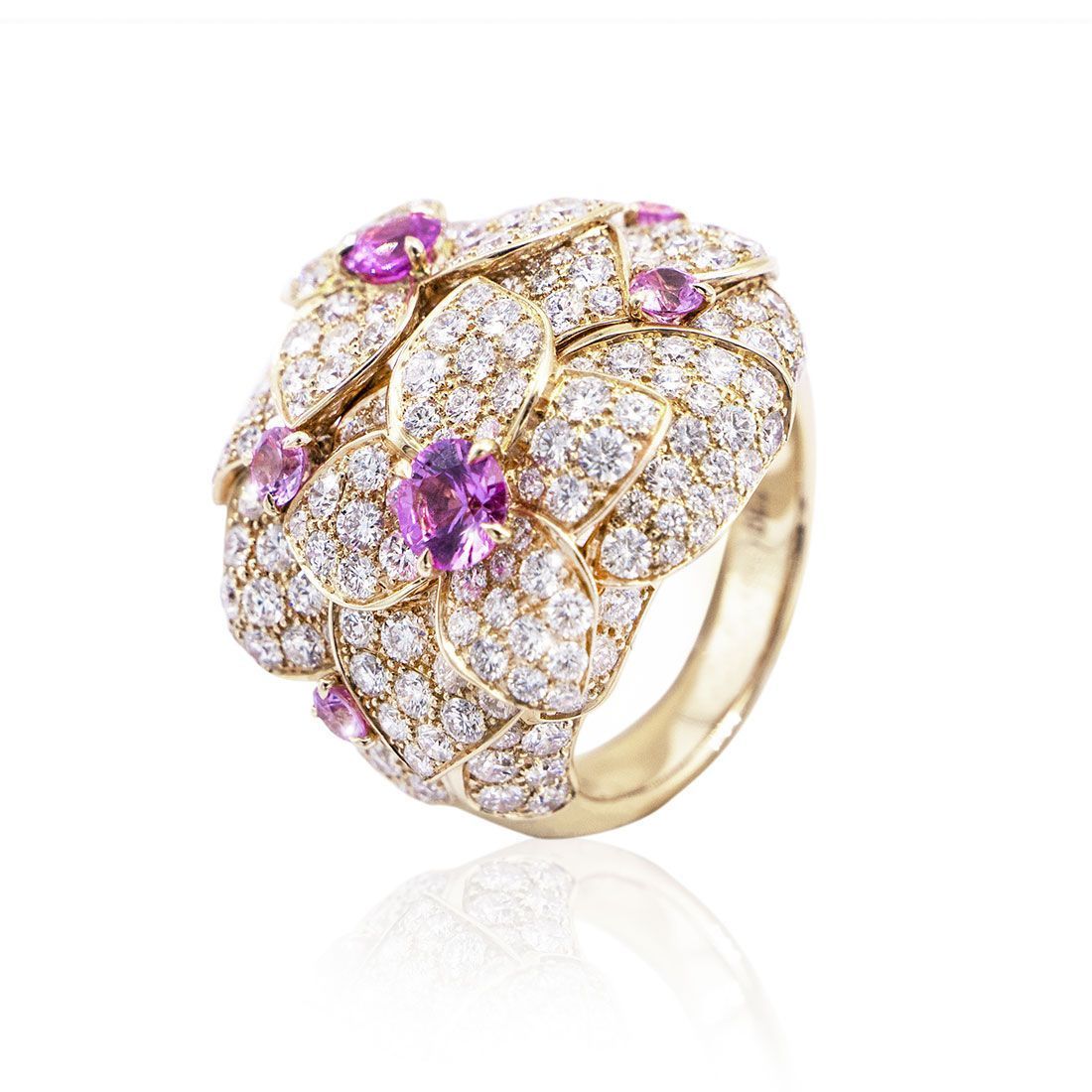 bague diamants et saphires rose