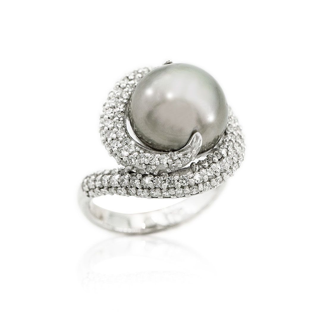 bague or blanc diamants perle thaiti