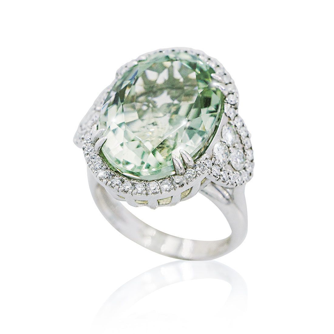 bague or blanc dimaants prasiolite
