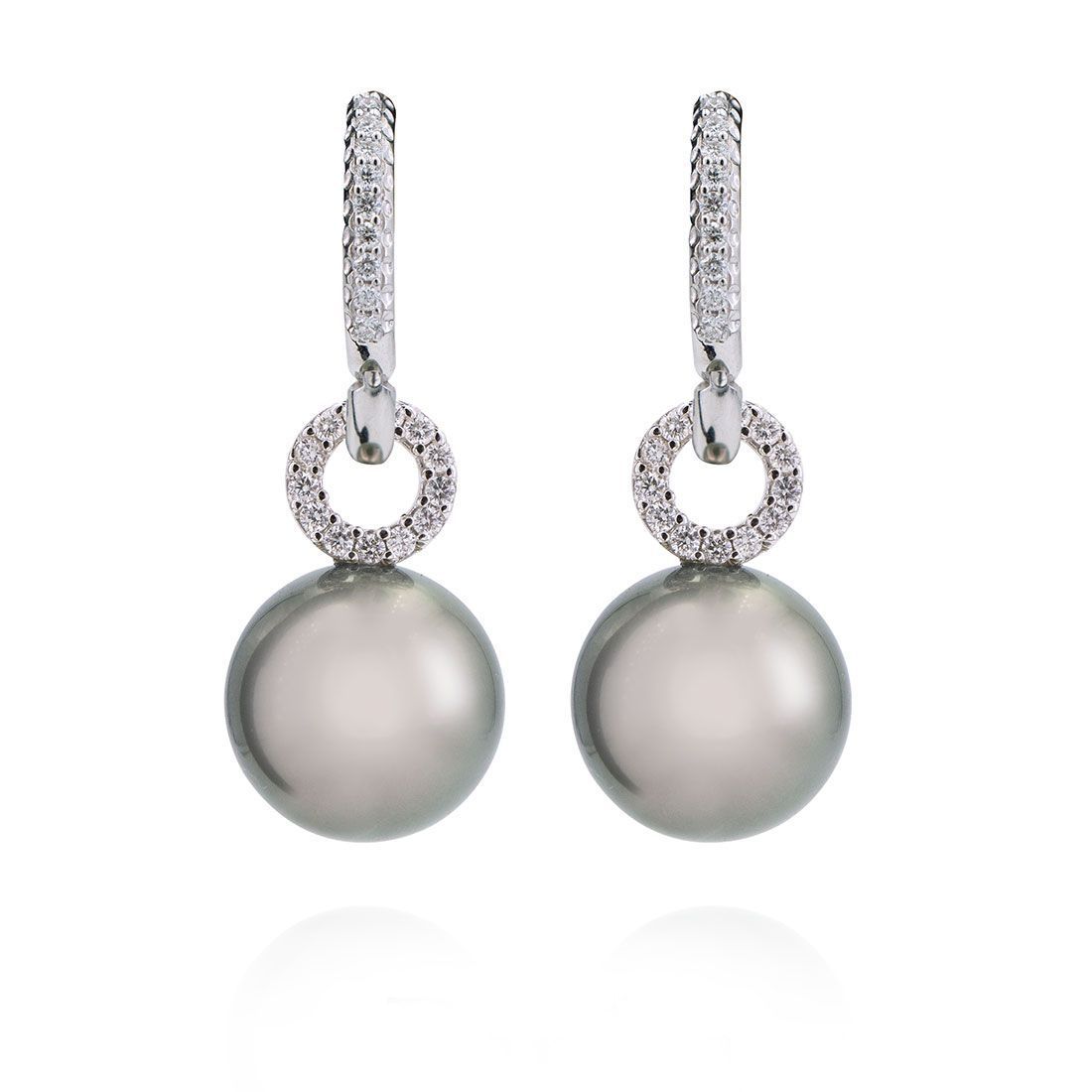 boucle d'oreille or blanc diamants et perles