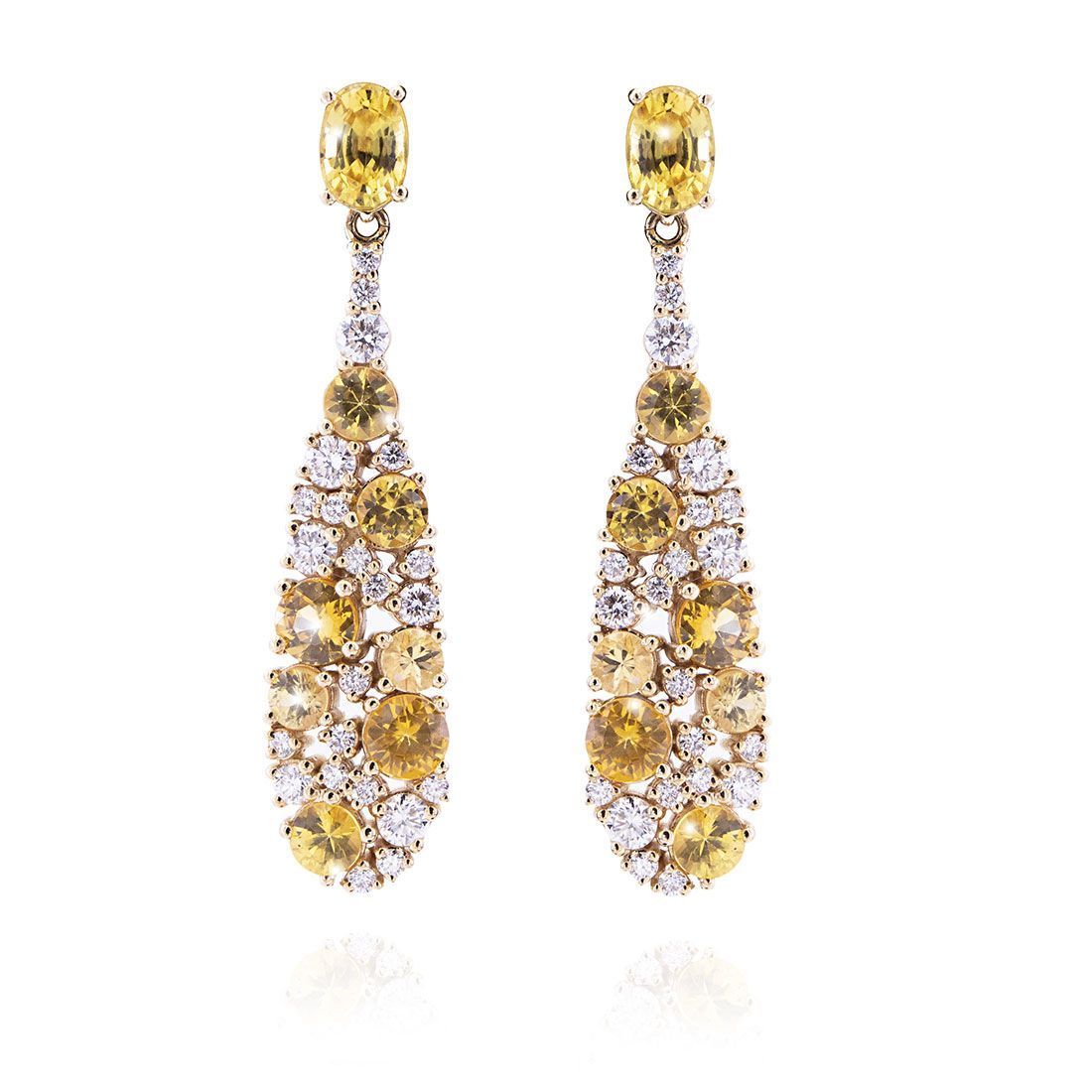 boucles d'oreilles en or jaune diamants et saphir