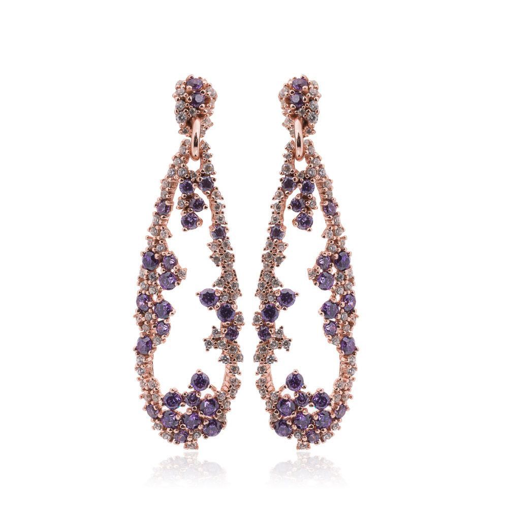 boucles d'oreilles en or rose et diamants