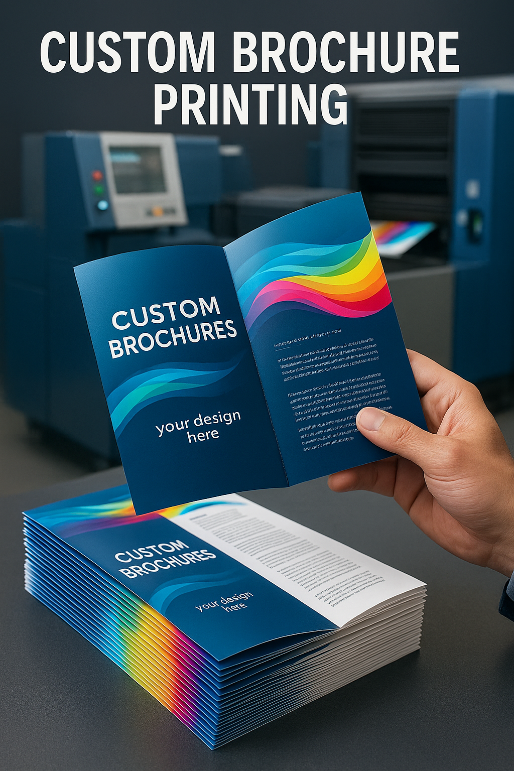 Custom brochure printing services in Livermore, CA by Prestige Printing & Graphics showcasing vibrant, high-quality designs.