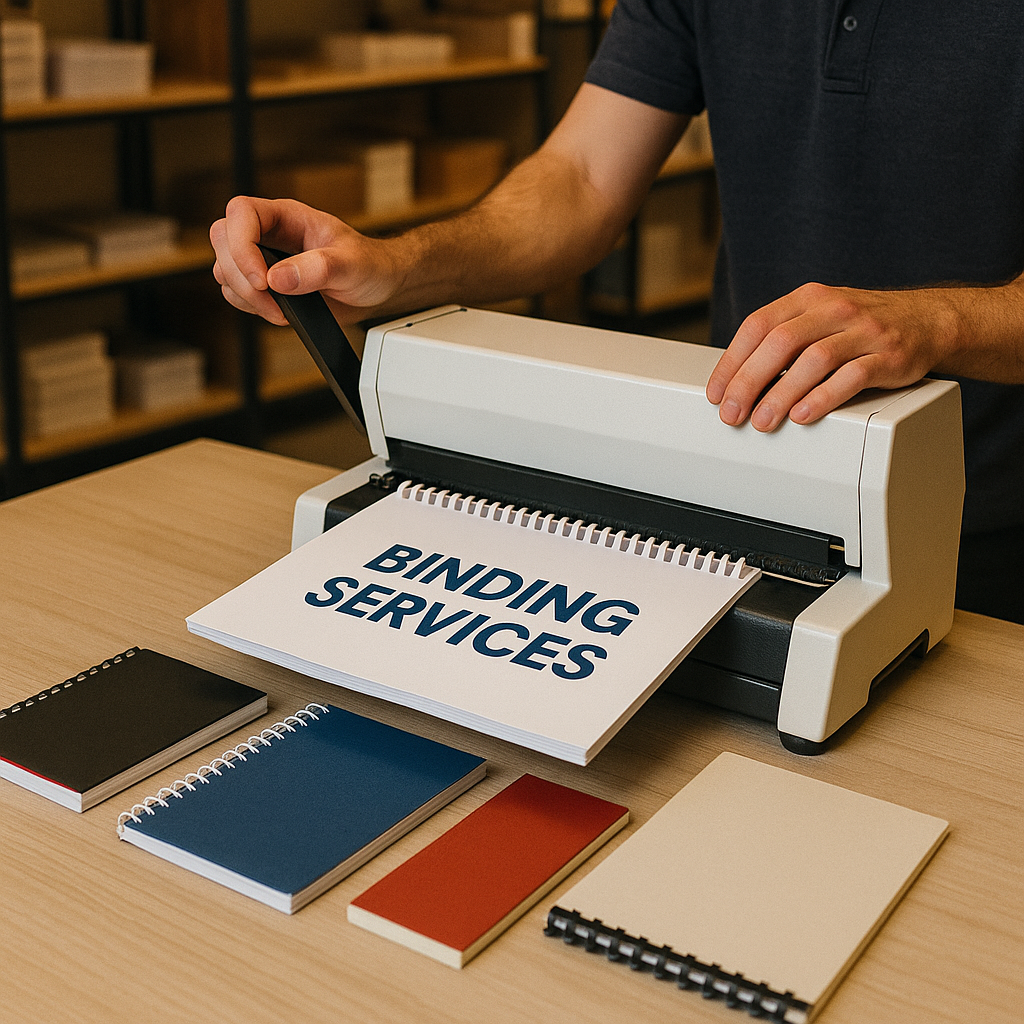 Professional binding services in Pleasanton, CA, enhancing reports and portfolios with quality finishes.