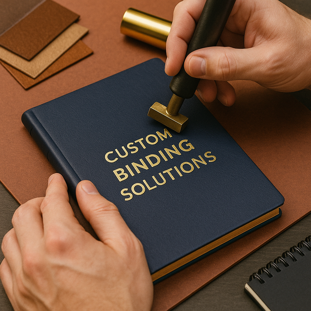 Custom binding solutions for professional printed materials at Prestige Printing & Graphics in Pleasanton, CA.