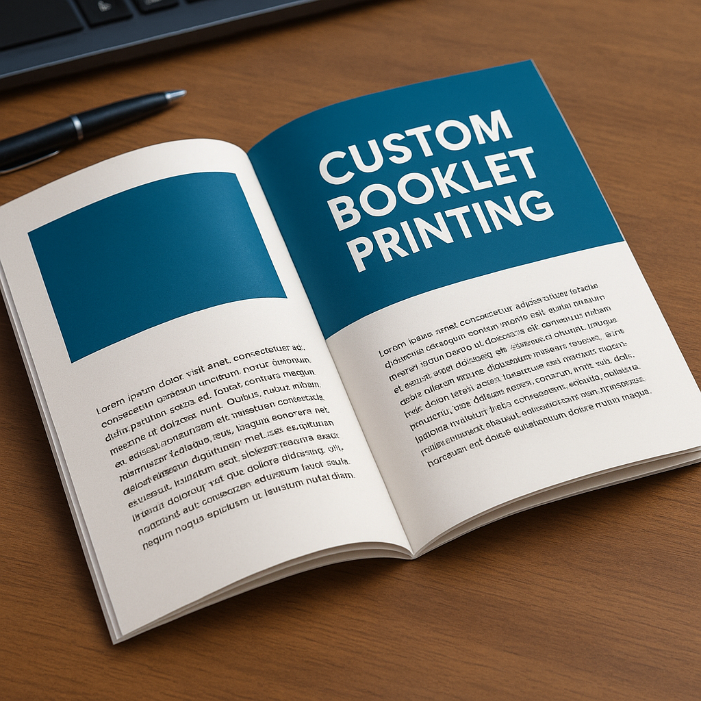 Custom booklet printing services in Mesa, AZ, showcasing vibrant designs and professional quality.
