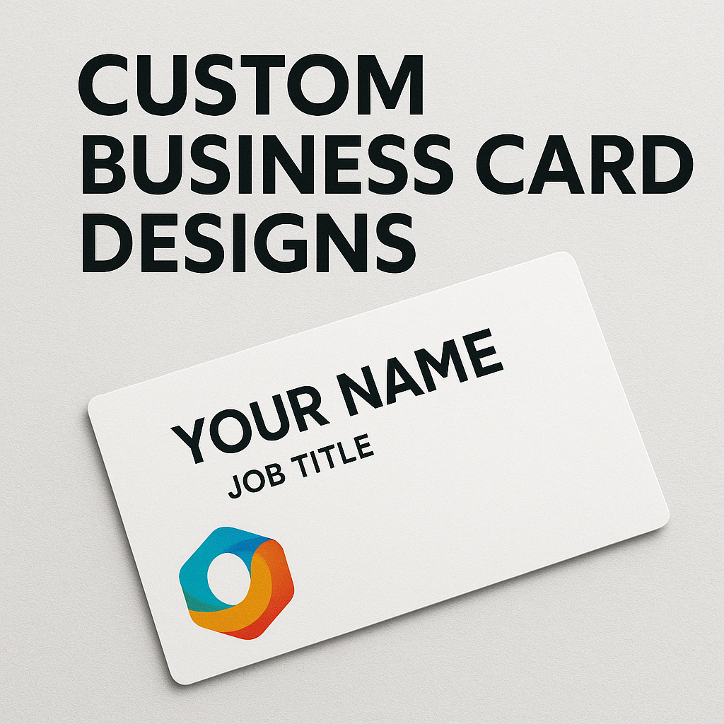 Custom business card design showcasing unique branding elements at Prestige Printing & Graphics in Concord, CA.