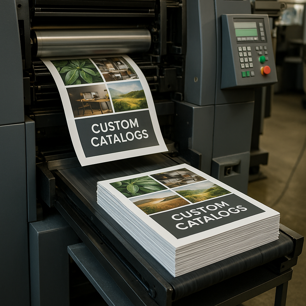 Custom catalog printing in Gilbert, AZ showcasing vibrant designs and high-quality materials.