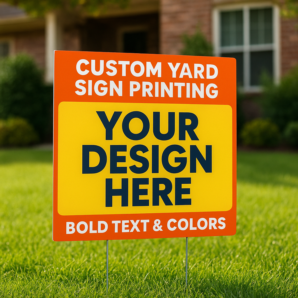 Durable outdoor yard signs from Mousegraphics in Tempe, AZ, designed to withstand harsh weather while showcasing your unique message.