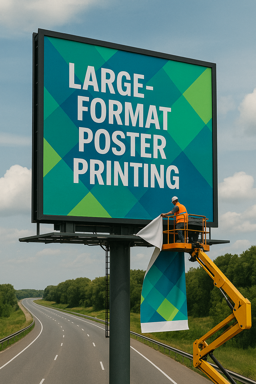 Large-format poster printing service showcasing vibrant materials by Prestige Printing & Graphics in San Ramon, CA.