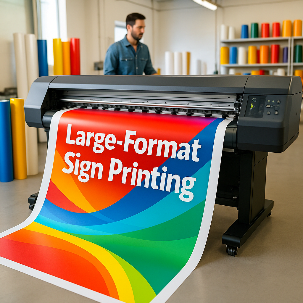 Large-format sign printing service in Guadalupe, AZ showcasing vibrant designs for businesses.