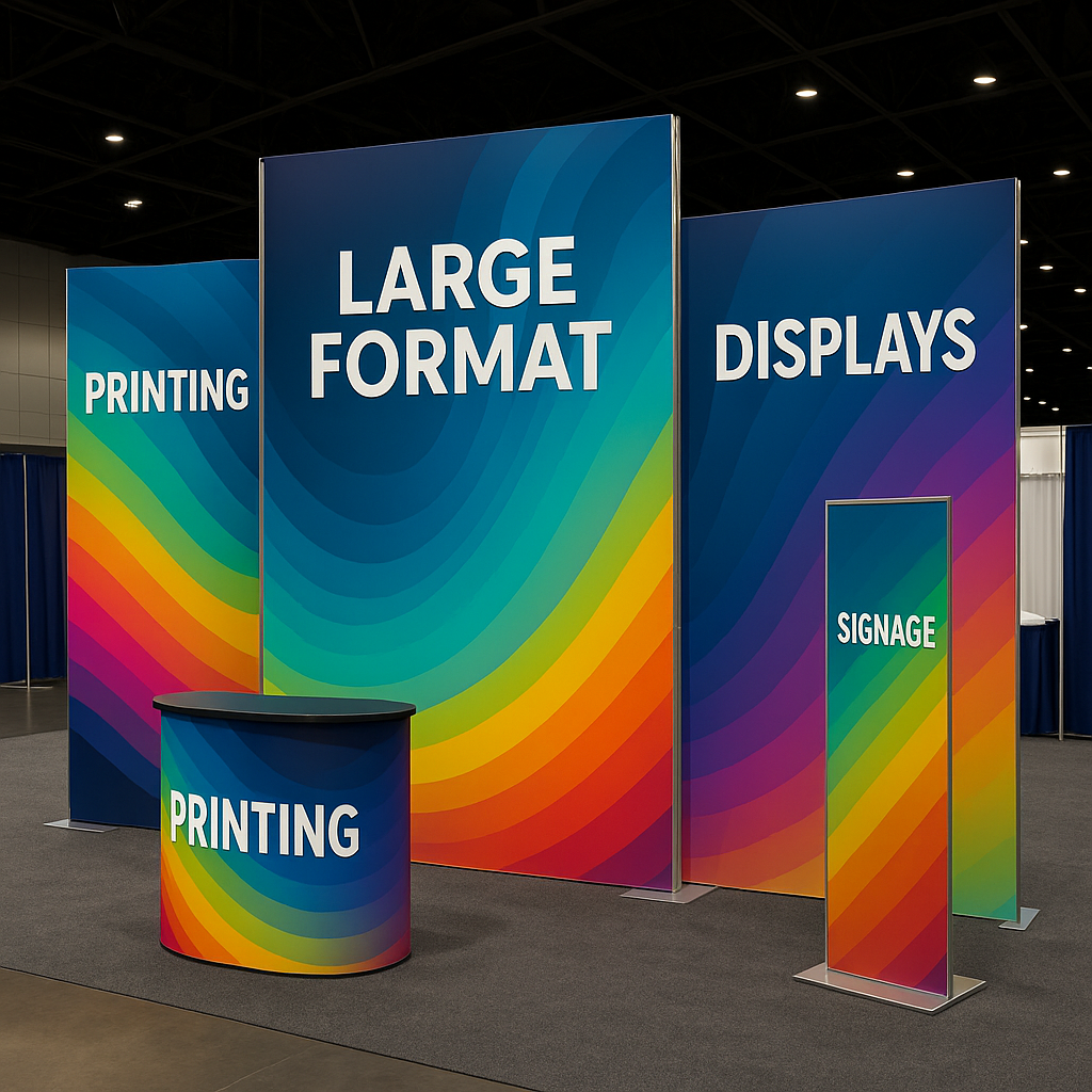 Large-format trade show exhibit printing showcasing vibrant banners and impactful signage in Ahwatukee, AZ.
