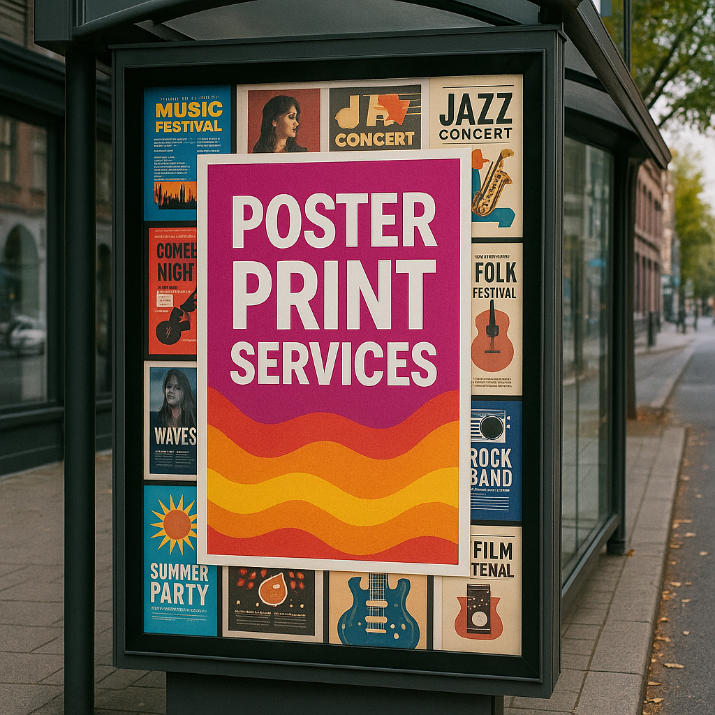 High-quality poster printing service in Tempe, AZ, showcasing vibrant designs and customizable options.
