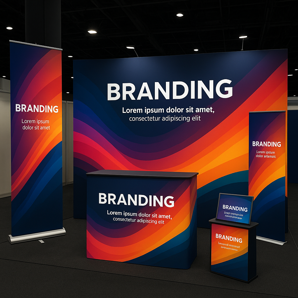 Bold trade show display with vibrant graphics and custom signage by Mousegraphics in Ahwatukee, AZ.