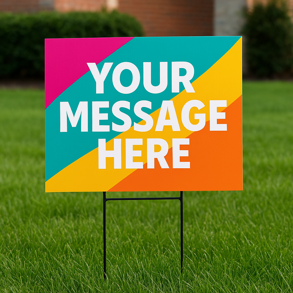 Eye-catching yard signs from Mousegraphics in Tempe, AZ, perfect for promoting events and businesses.