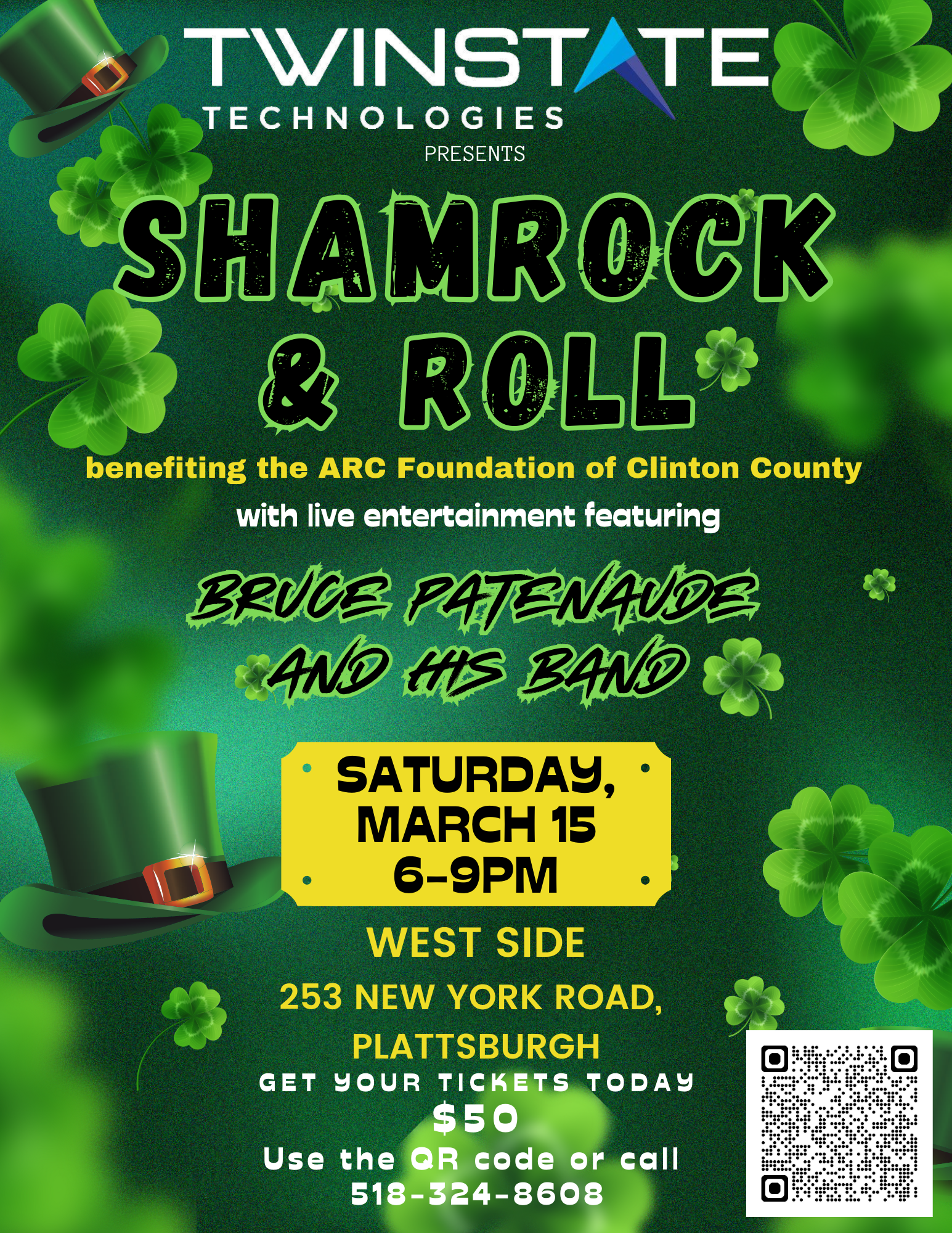 A poster for a shamrock and roll event