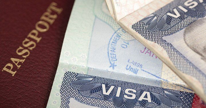 visa on top of a passport