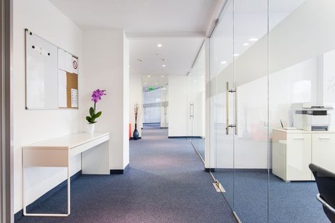 office with glass doors and walls