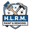 Logo: Paintbrush and hammer crossed over a shield with "H.L.R.M. PAINT & REMODEL" in white text on a blue background.