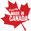 A red maple leaf that says proudly made in canada