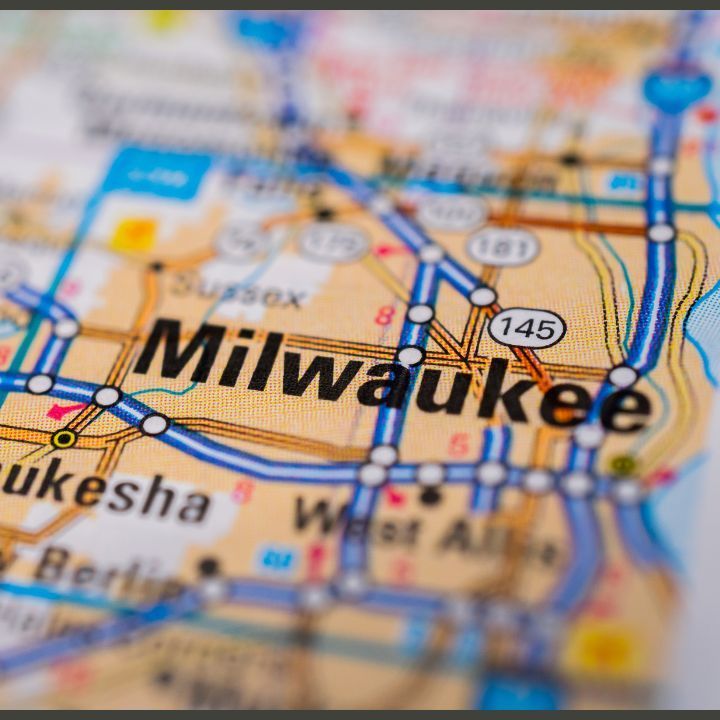 Map highlighting Greenfield and Milwaukee area