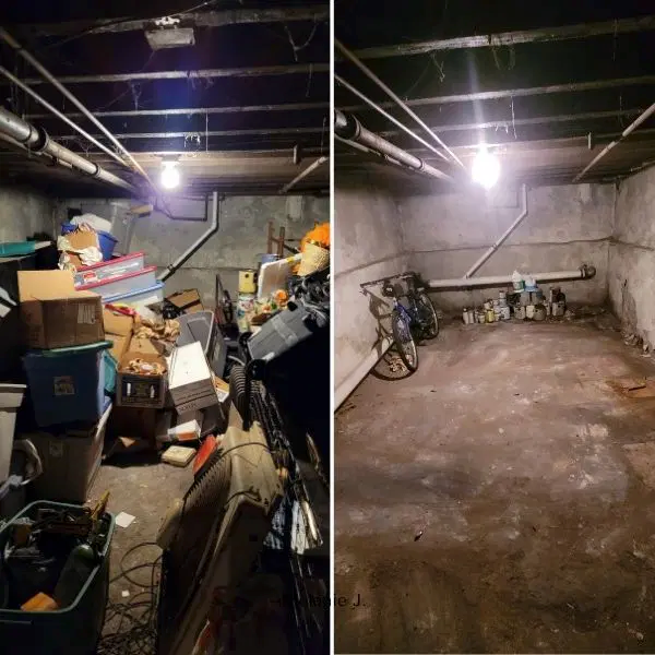 before and after Greenfield basement clean out