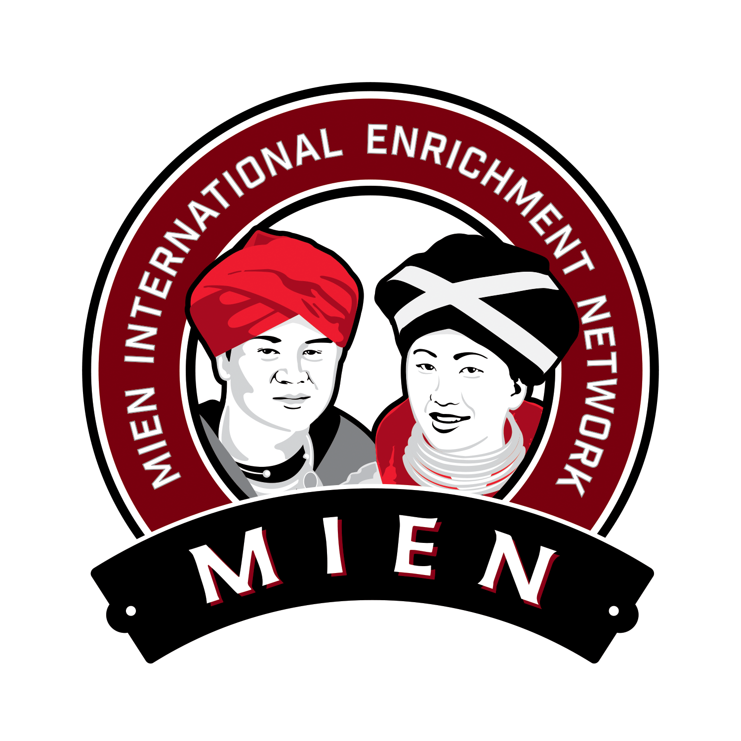 A logo for the mien international enrichment network