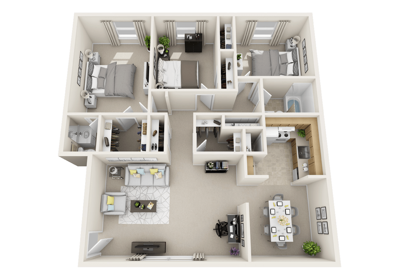 3 Bed 1.5 Bath Floorplan