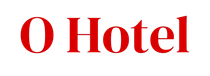 The word hotel is written in red letters on a white background.