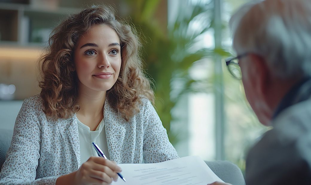 woman signing consent form giving informed consent to doctor