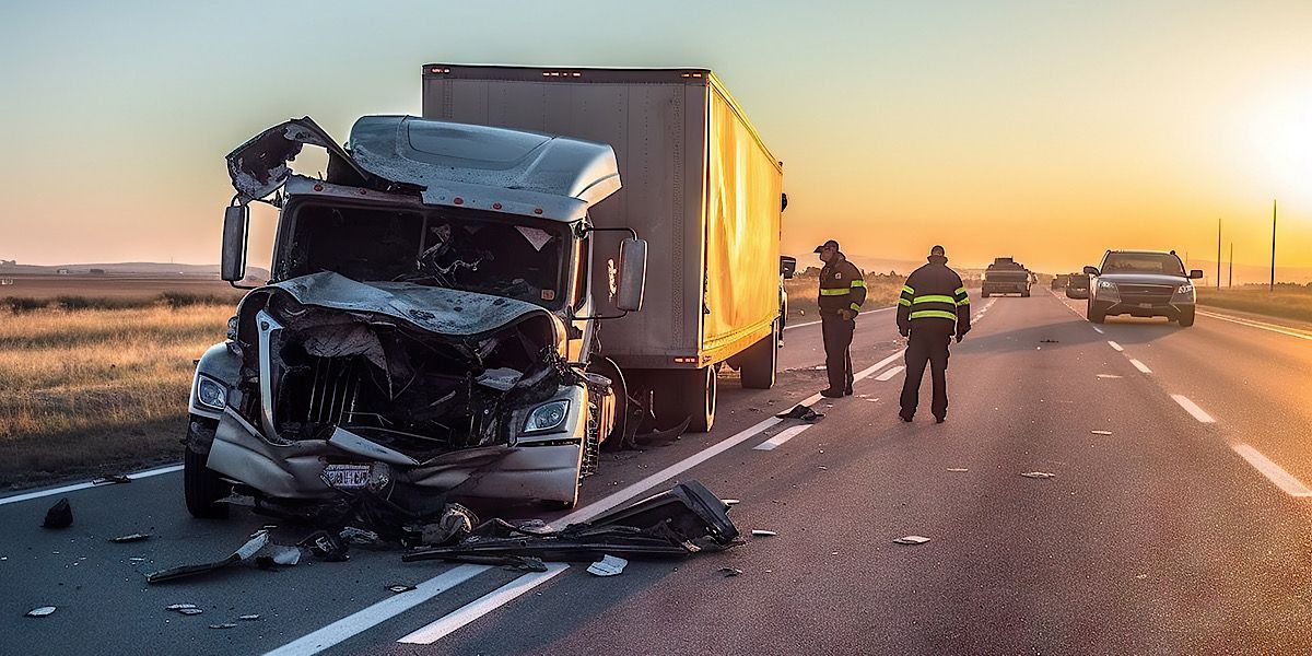 Truck accident, head-on collision on the highway