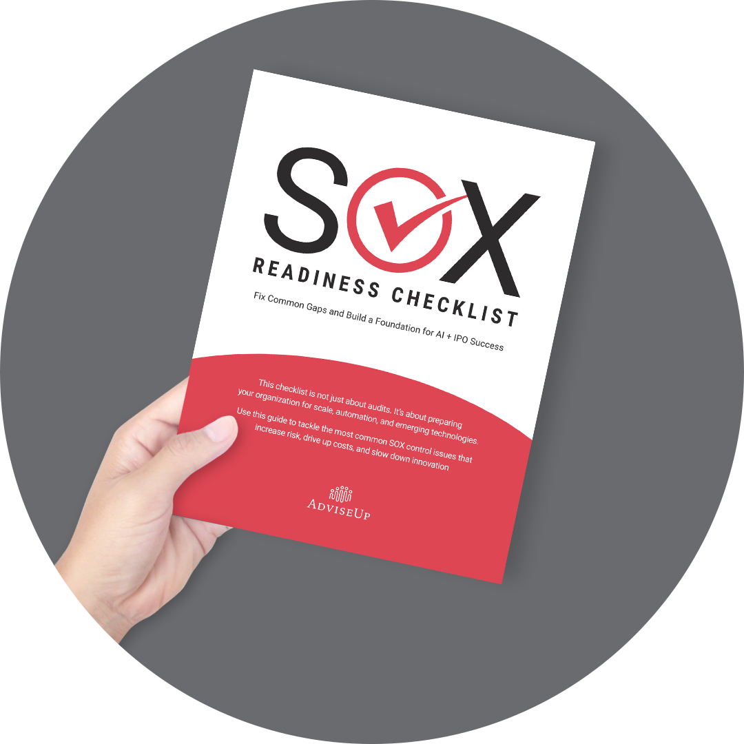 A person is holding a paper that says SOX Ready Checklist