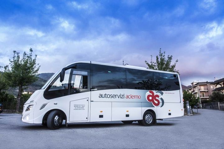 white bus of the Acierno autoservizi company