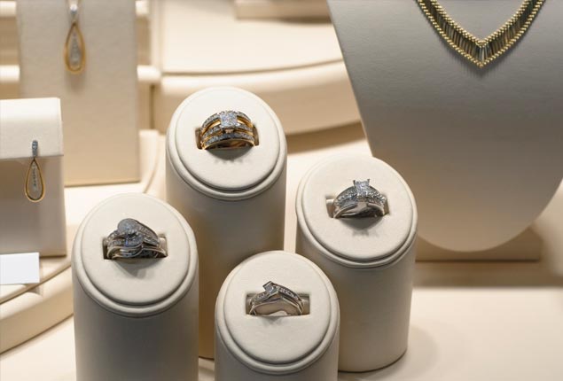 Estate Jewelry —Jewelry Store Display with Diamond Rings, Necklaces and Earrings in Midwest City, OK