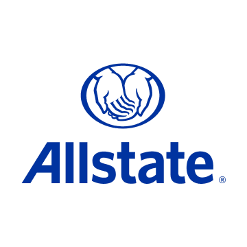 The allstate logo has two hands shaking hands in a circle.