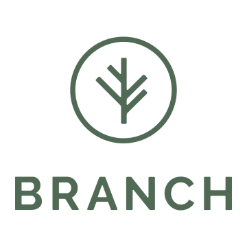 A logo for a company called branch with a tree in a circle.