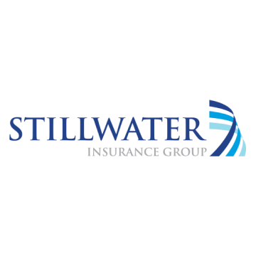 The stillwater insurance group logo is blue and white