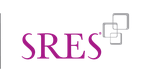 A purple and white logo for sres with squares on a white background.