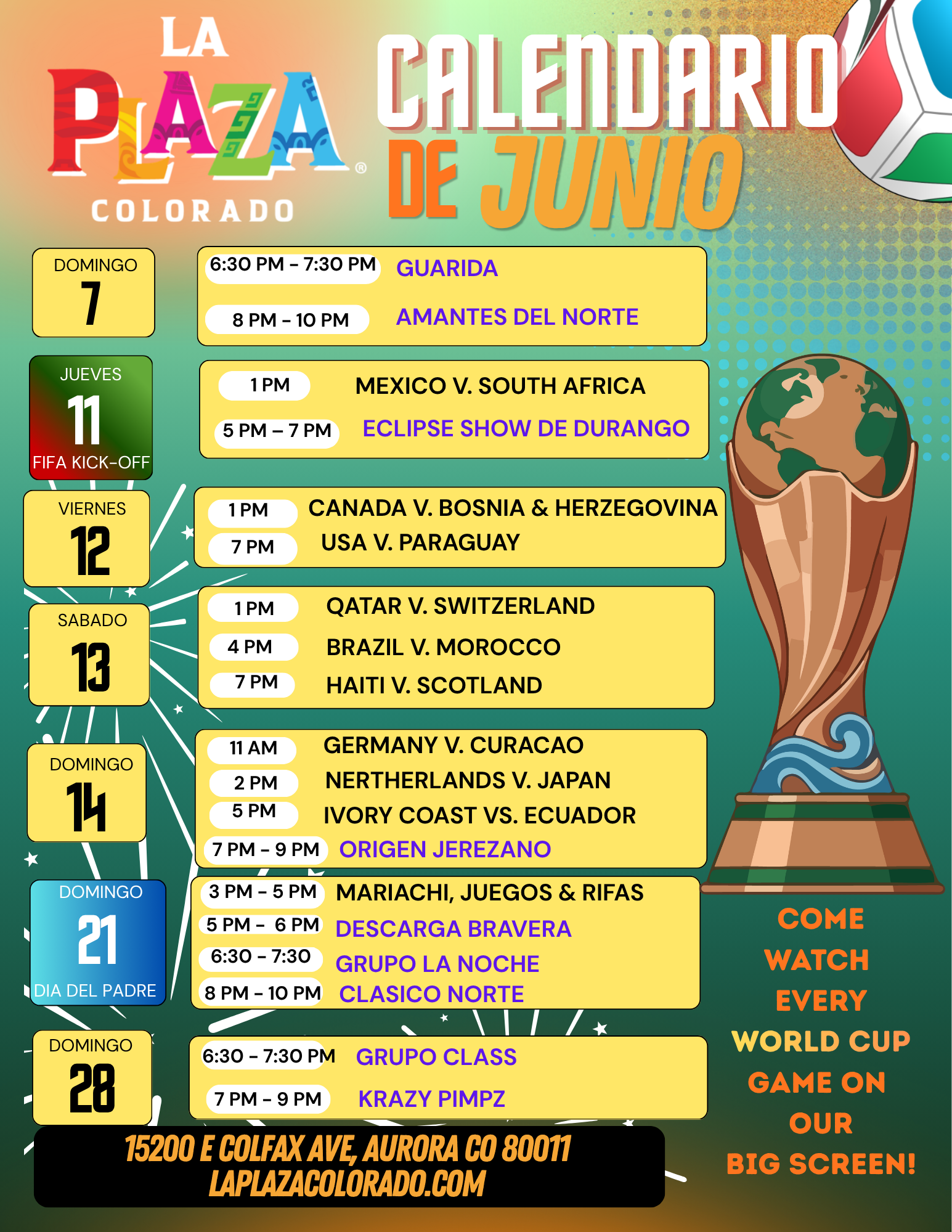 Concert flyer: La Plaza Colorado event with
