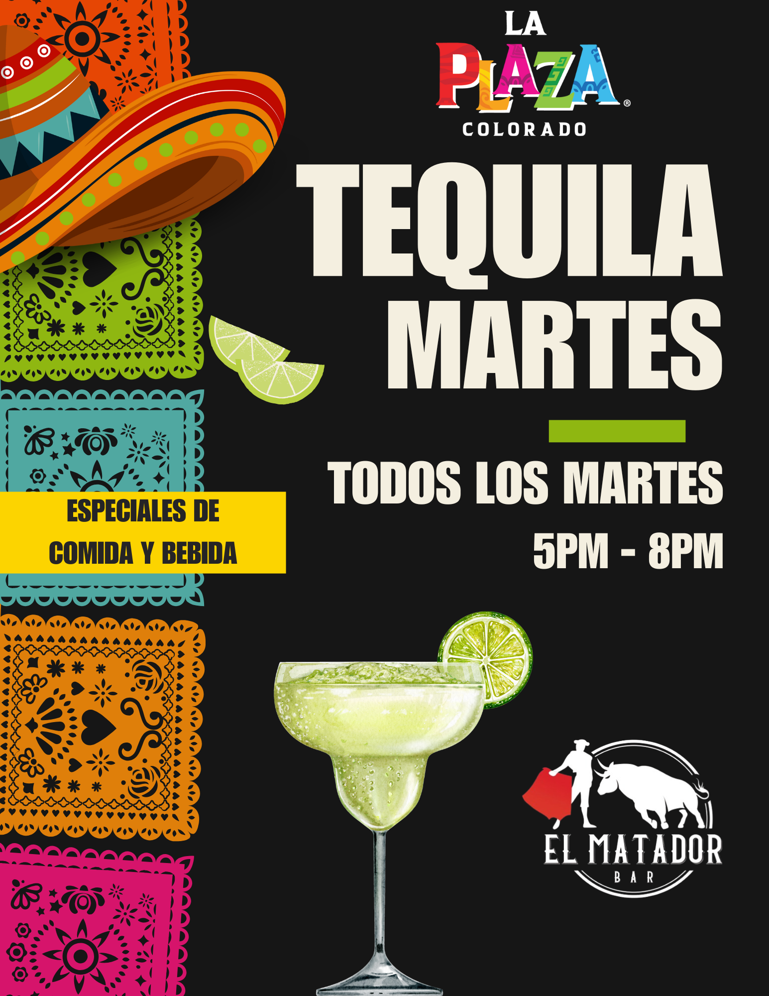 Tequila Tuesday at La Plaza Colorado. Deals on food and cocktails. Includes tequila, food, and drinks.