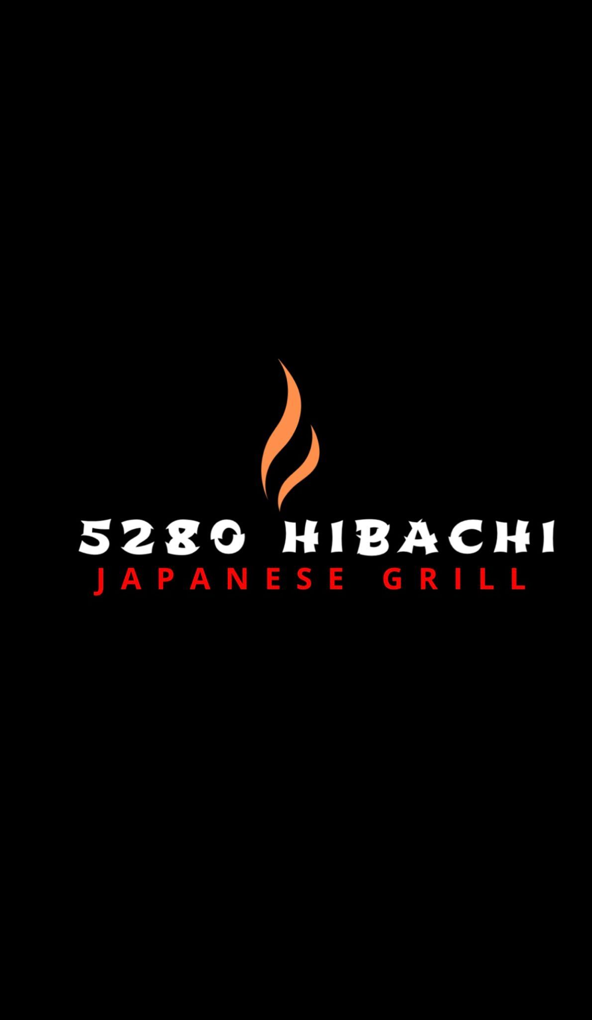 5280 Hibachi Japanese Grill logo with flame icon on black background.